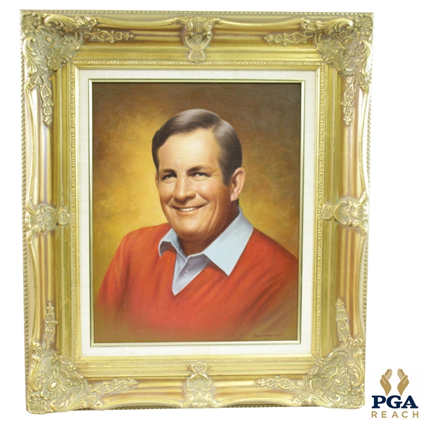 Undated Jack Fedigans Invitational Pro-Am Painting of Jay Hebert by Jon Mardel - Framed