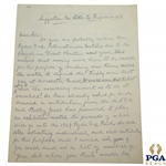 1929 Ryder Cup Hand-Written Correspondence Letter to Professionals - Class A Only