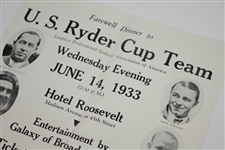 1933 U.S. Ryder Cup Team Farewell Dinner at Hotel Roosevelt Poster - June 14th