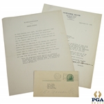 1935 The Ryder Cup at Ridgewood Program Sellers Admission Content - Memorandum to Jacobus
