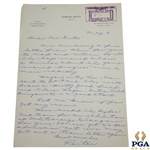 Horton Smith Signed Handwritten 1933 Ryder Cup Letter to A.R. Gates JSA ALOA