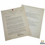 1942 American Red Cross Thank You Letter with 1942 Ryder Cup Charity Match Content