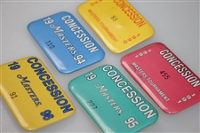 Five Official Masters Tournament Concession Badges - 1990, 1991, 1994, 1995, & 1996
