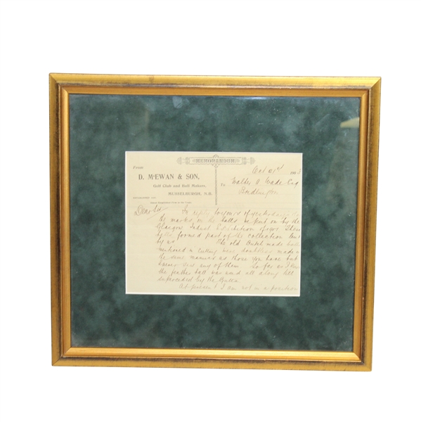 Douglas McEwan Hand-Written Letter on D. McEwan & Son Letterhead JSA ALOA