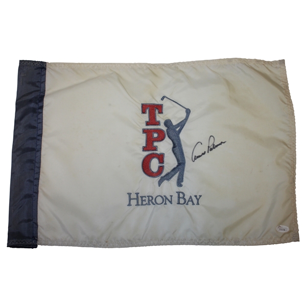 Arnold Palmer Signed TPC Heron Bay Embroidered Course Flown Flag FULL JSA #Y70798