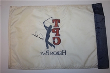 Arnold Palmer Signed TPC Heron Bay Embroidered Course Flown Flag FULL JSA #Y70798