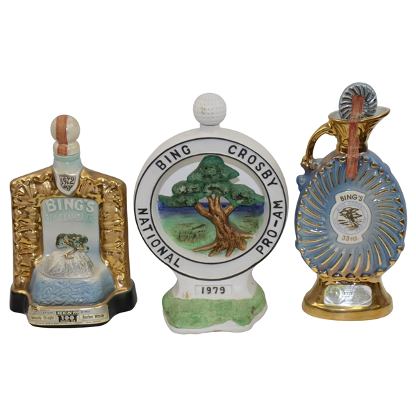 1972, 1974, & 1979 Bing Crosby National Pro-Am Ltd Ed Decanters
