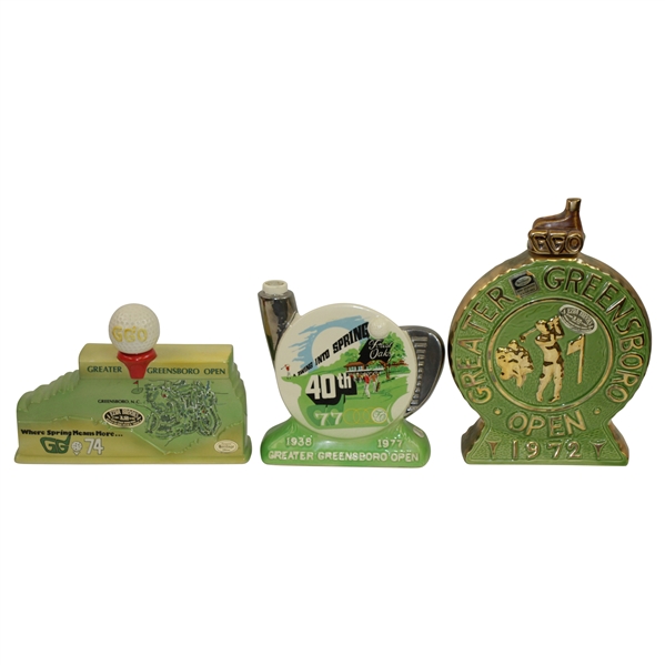 1972, 1974, & 1977 Greater Greensboro Open Ltd Ed Decanters