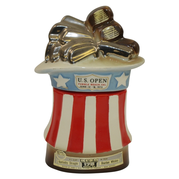 1972 US Open at Pebble Beach Ltd Ed Red, White, & Blue Golf Bag Themed Decanter