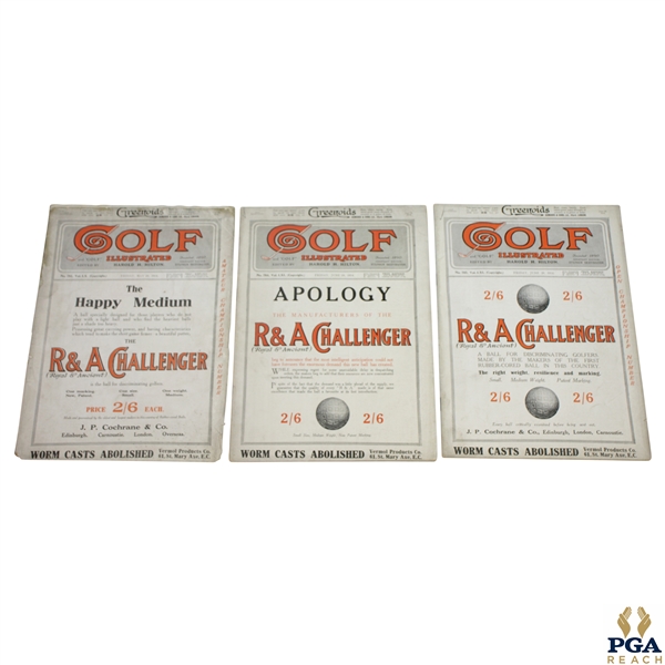 Three Vintage 1914 Golf Illustrated Magazines - May 29th, June 19th, & June 26th