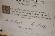 Walter Hagen's 1940 PGA Golf Hall of Fame Induction Award - Original Charter Member!