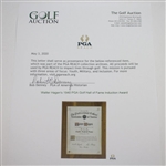 Walter Hagen's 1940 PGA Golf Hall of Fame Induction Award - Original Charter Member!