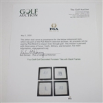 Four Delft Golf Decorated Porcelain Tiles with Black Frames
