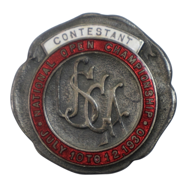 1930 US Open at Interlachen CC Contestant Badge - Bobby Jones Grand Slam! - Seldom Seen