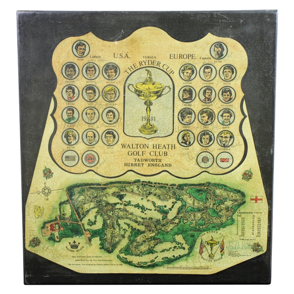 1981 The Ryder Cup at Walton Heath Signed By Both Teams James Izatt Topographical Map JSA ALOA