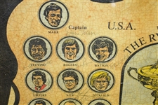 1981 The Ryder Cup at Walton Heath Signed By Both Teams James Izatt Topographical Map JSA ALOA