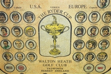 1981 The Ryder Cup at Walton Heath Signed By Both Teams James Izatt Topographical Map JSA ALOA