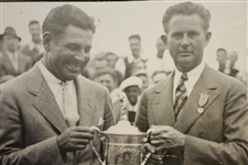 Olin Dutra 1934 AP Wire Photo of US Open Trophy Presentation with USGA President Jacques