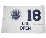 Tom Watson Signed 1982 US Open at Pebble Beach White 18 Flag FULL JSA #Z93818