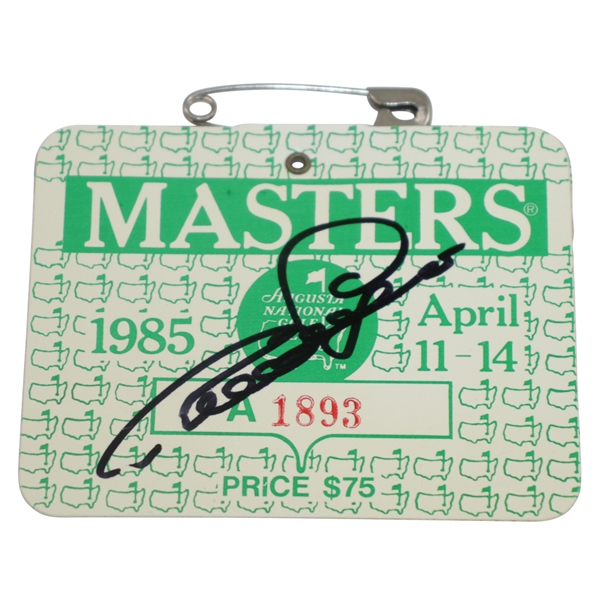 Bernhard Langer Signed 1985 Masters Series Badge #A1893 JSA #N48510