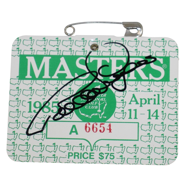 Bernhard Langer Signed 1985 Masters Series Badge #A6654 JSA #AA73158