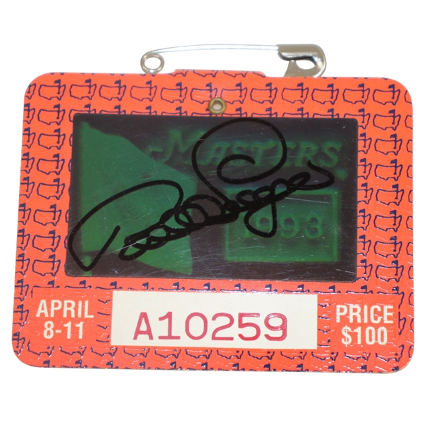 Bernhard Langer Signed 1993 Masters Series Badge #A10259 JSA #AA73157