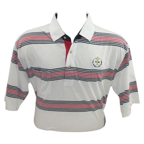Mark Calcavecchias 1989 Ryder Cup USA Team Issued Red/White/Blue Short Sleeve Shirt - XL 
