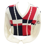 Mark Calcavecchias 1991 Ryder Cup USA Team Issued Red/White/Blue Cashmere Sweater