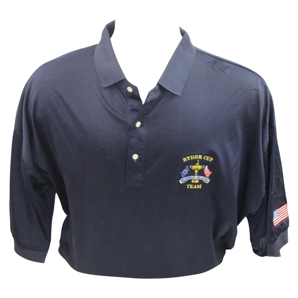 Mark Calcavecchias 1991 Ryder Cup USA Team Issued Dark Blue Short Sleeve Shirt - XXL