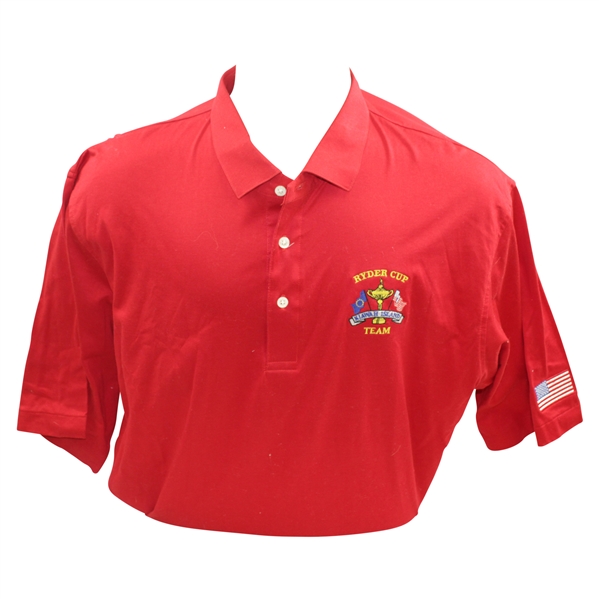 Mark Calcavecchias 1991 Ryder Cup USA Team Issued Red Short Sleeve Shirt - XXL