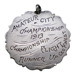 1913 City of Chicago Amateur Championship Runner-Up Medal Awarded to George R. West
