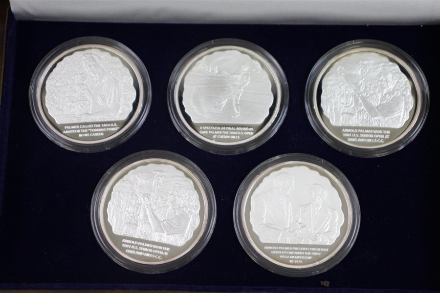 USGA Museum Ltd Ed Five Arnold Palmer Commemorative Victory Coins in Original Box with Cert