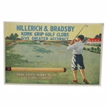 Vintage Hillerich & Bradsby Kork Grip Golf Clubs Advertising POS 9 1/2 x 14 1/2 Broadside