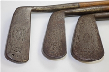 Three Tom Stewart RTJ Irons - 4-iron, Spade Mashie, & Putter