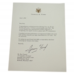 Ken Venturis Personal Signed Congratulatory Letter from President Gerald Ford JSA ALOA