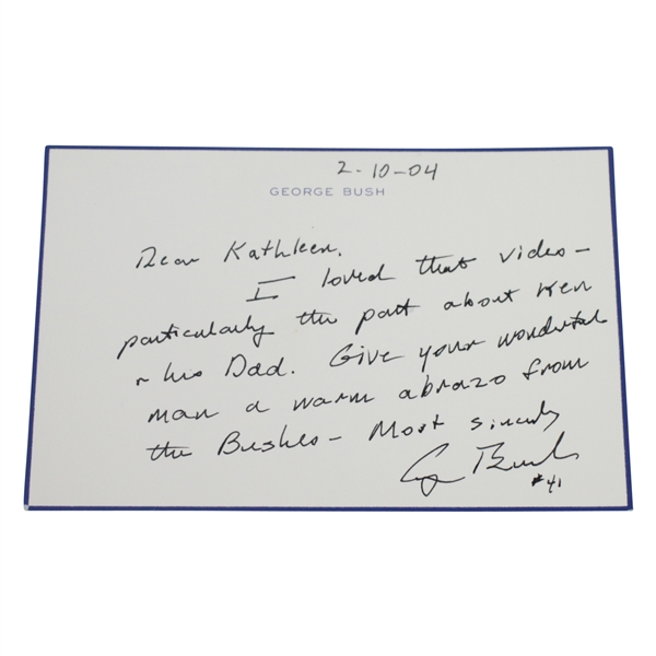 President George Bush #41 Hand-Written & Signed Note to Kathleen Venturi with Envelope JSA ALOA