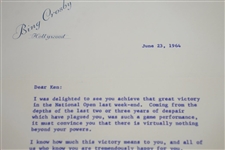 Ken Venturi's June 1964 Signed US Open Congrats Letter from Bing Crosby with Envelope JSA ALOA