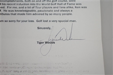 Tiger Woods Signed Condolences for Ken's Passing Letter to Kathleen Venturi with Envelope - JSA ALOA