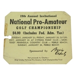 1959 Bing Crosby National Pro-Am Sunday Final Round Ticket #788 - Art Wall Winner