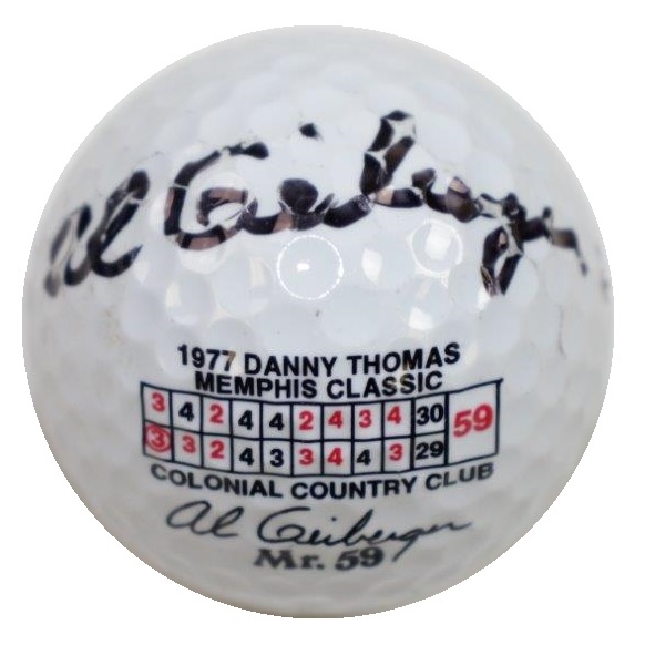 Al Geiberger Signed Mr. 59 Danny Thomas Classic Scorecard Logo Golf Ball JSA ALOA