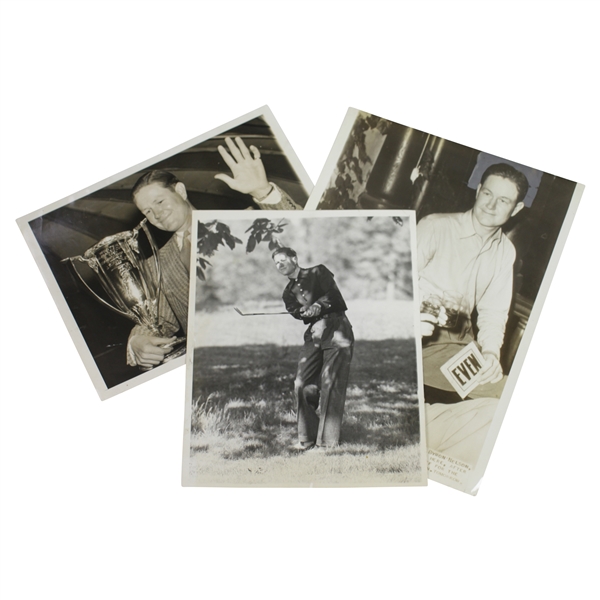 Three 1930s Wire Photos of Byron Nelson - Includes Western Open & US Opens
