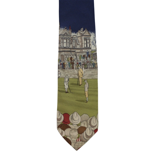Currier & Ives Bobby Jones Wins British Open at St. Andrews Image Themed Ralph Lauren Tie