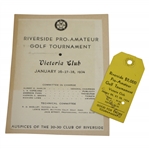1934 Riverside $2k Pro-Amateur Tournament at Victoria Club Ticket with Info Guide Sheet