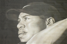Tiger Woods Rollout Nike Cloth Collage Banner with Swing Finish, Concentration, & Victory