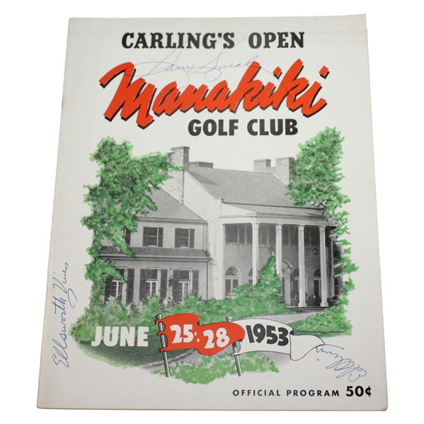 Sam Snead, Ellsworth Vines, & Ed Oliver Signed 1953 Carlings Open Program FULL JSA #X22541
