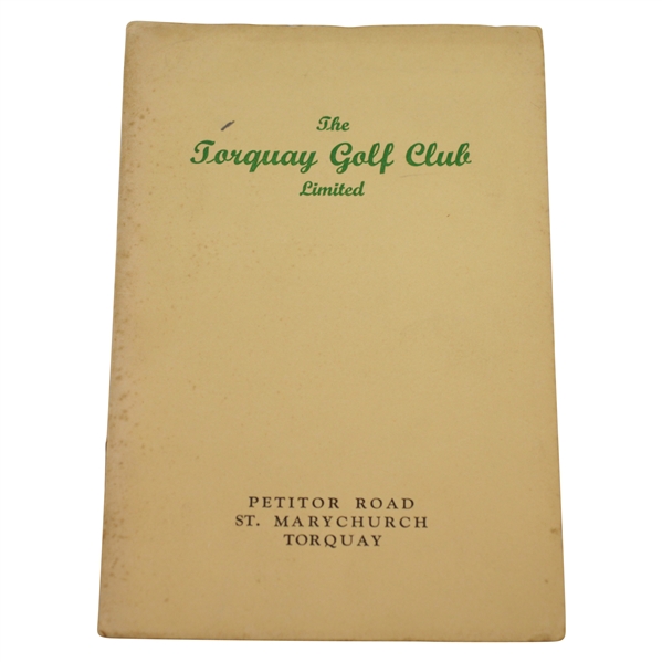Circa 1950s The Torquay Golf Club Limited Handbook