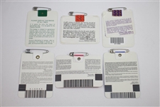 1991, 1993, 1994, 1995, 1998, & 1999 Masters Tournament Series Badges