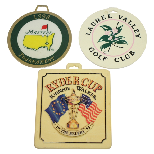 1998 Masters, 1993 Ryder Cup, & Laurel Valley Bag Tags (Arnold Palmer)