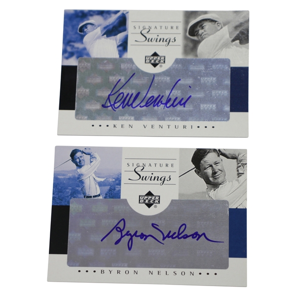 Ken Venturi & Byron Nelson Signed Upper Deck Signature Swings Golf Cards