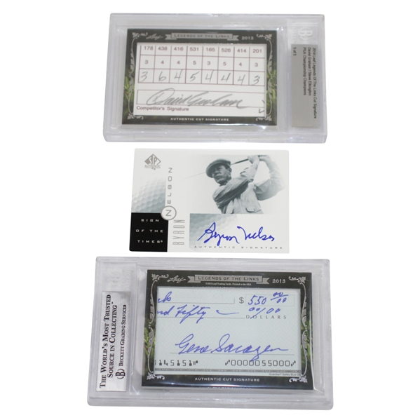 Byron Nelson, Gene Sarazen, & David Graham Signed Ltd Ed Golf Cards